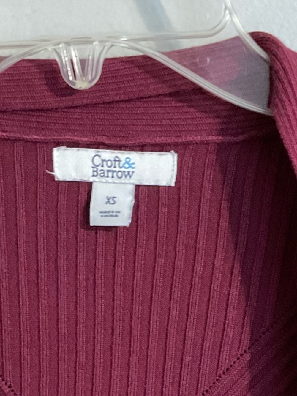 Croft & Barrow Open-Front Long Sleeve Burgundy Cardigan  XS - Picture 4 of 7
